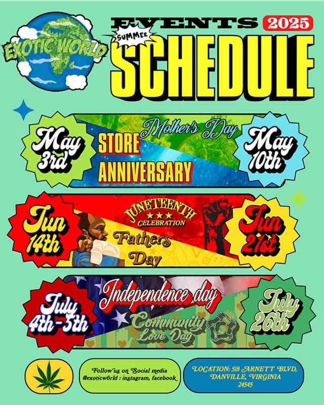 Exotic World 2025 community events schedule — year-round programming in Danville, Virginia